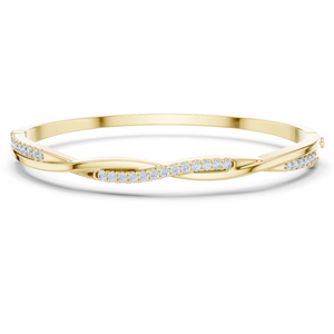 Twisted Round Cut Lab Grown Diamond Bangle <b>Bracelet</b> 10K 14K Solid Gold DEF VVS Bridal Wedding <b>Bracelet</b> Fine Jewelry for Women - Product Image 3