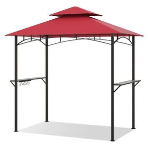 Gazebo Moderno Rosso per Barbecue da Esterno 8 X 5 X 8.4 ft Impermeabile con 2 Ripiani in Alluminio per Cortile o Parco - Product Image 2