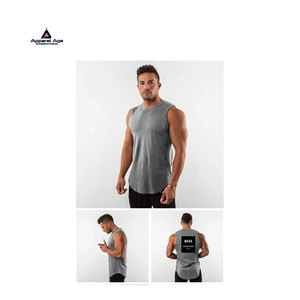 Débardeurs pour hommes personnalisés à logo, coupe ajustée, unis, sans manches, pour l'entraînement, 100% coton - Product Image 5