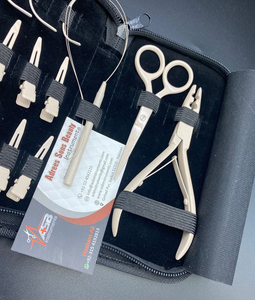 Kit d'outils de pose d'extensions capillaires en acier inoxydable de qualité supérieure, couleur nude, avec logo personnalisé, vente en gros, très demandé - Product Image 4