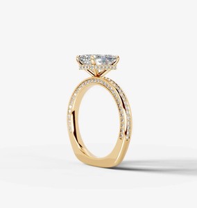 Anillo de compromiso de moissanita con corte radiante, plata de ley chapada en oro, engaste de púas, elegante solitario, anillo de boda nupcial, tercera parte - Product Image 3