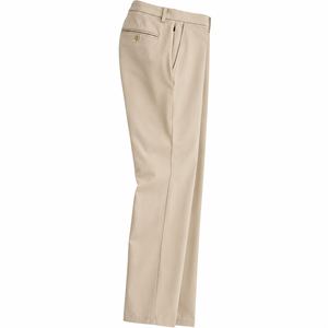 Men's Khaki Straight Fit Casual <b>Dress</b> Pants Side Pockets Anti-Wrinkle Canvas Fabric Midweight <b>Zipper</b> Fly Flat Style - Product Image 3