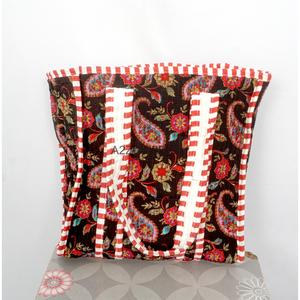 Bolso tote pequeño de terciopelo indio acolchado de algodón, hecho a mano, a rayas, grande, con asa, para compras. - Product Image 5