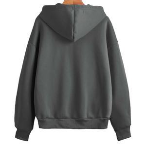 Sweats à capuche pour hommes 100% coton, couleur unie, fermeture éclair, avec impression de logo personnalisé, coupe ample imperméable, nouveaux designs d'automne - Product Image 2