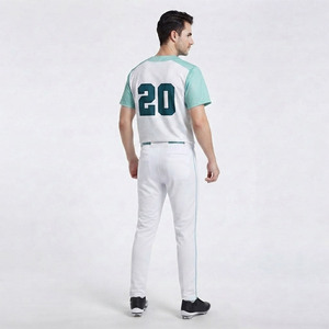 Vêtements de sport personnalisés pour hommes, respirants et anti-transpiration, pour le baseball, en gros, haut court à col en V - Product Image 2