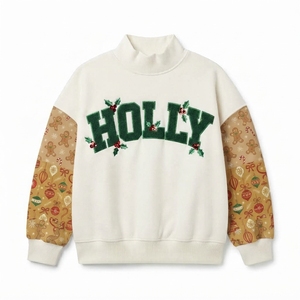 Holiday Season Long Sleeve Sweatshirt Christmas Festive Printed Design Mock Neck Casual Pullover Winter Fashion Clothing - Product Image 1