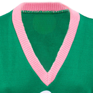  เสื้อสเวตเตอร์คอวีสีชมพูและสีเขียว ลายใบไอวี่เชนิลล์ สำหรับผู้หญิง แขนยาว สไตล์ลำลอง แรงบันดาลใจจากเสื้อสเวตเตอร์ของชมรมนักศึกษา เหมาะสำหรับฤดูหนาว - Product Image 6