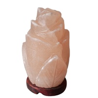 Lampe en sel rose de l'Himalaya, imitation antique, en matériau organique glacé, fleur de cristal