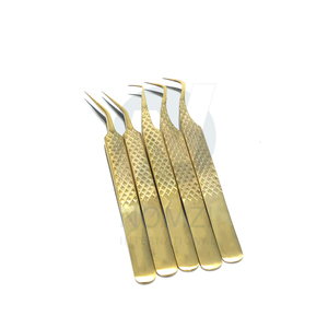 Pince à épiler de luxe en acier inoxydable durable, pointe ultra-fine pour extensions de cils 3D/6D, design doré, longueur 10 mm - Product Image 1