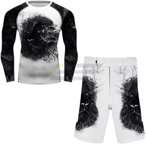Ensembles de Rashguards MMA BJJ pour Hommes, Légers, à Séchage Rapide, Respirants, à Compression, Imprimés, Manches Courtes, Design Uni Personnalisé - Product Image 1
