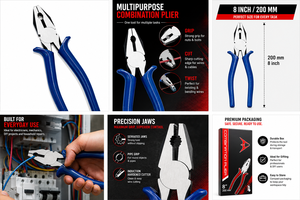8 Inch Combination Pliers Spring Loaded Cutting Pliers <b>Hand</b> <b>Tool</b> for Repair and Workshop Use - Product Image 5