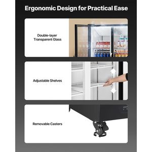 Congelatore e Frigorifero Commerciale con Doppia Porta in Vetro da 26,69 CU.FT, Espositore Refrigerato per Bevande - Product Image 6