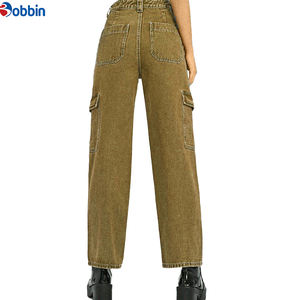 Pantalones Vaqueros de Mezclilla para Mujer, Personalizados OEM, Marca BOBBIN INDUSTRIES, Cintura Media, Estilo Cargo, Transpirables, Ecológicos, Lavado Snow Wash - Product Image 4
