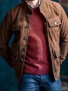<b>Men</b>’s Crookland <b>Suede</b> Leather <b>Jacket</b> Premium <b>Suede</b> Casual Vintage <b>Jacket</b> Classic Outerwear - Product Image 3