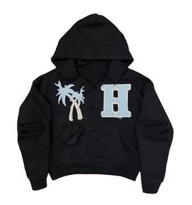 Hoodies de haute qualité avec broderie personnalisée, imprimé, en coton, coupe courte, surdimensionnés, effet délavé, zippés, respirants, pour hommes, prix raisonnable, OEM - Product Image 5