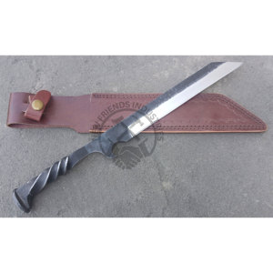 Couteau Viking Seax en acier carbone forgé à la main, lame de 7,5 pouces, manche torsadé, ambidextre, couteau de survie multi-usages pour la chasse et le camping - Product Image 1