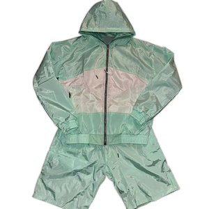 New Men Lightweight Casual <b>Polyester</b> <b>Shirts</b> and Nylon Shorts Two Piece Set Windbreaker Tracksuit Men Summer Sets - Product Image 1