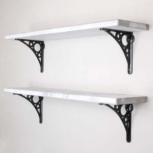 Distressed Wood <b>Wall</b> Shelf with Metal Brackets - Industrial Style | Aqdus Saleem - Product Image 1