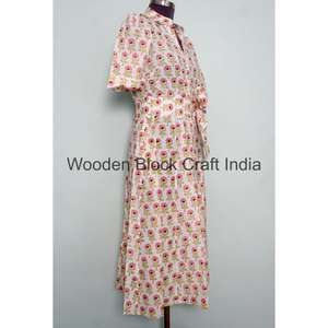 Vestido de Algodón Vintage Estilo Bohemio Ecológico Hecho a Mano con Detalle de Botones, Manga Corta, Silueta en A para Mujer, Casual de Oficina - Product Image 6