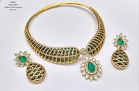 Parure de bijoux ethniques plaqués or avec rubis, collier et boucles d'oreilles en filigrane, accessoires de mode étincelants pour femmes, pour mariage et soirée
