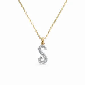 จี้เพชรเลตเตอร์ S ดีไซน์ใหม่ เพชรเลี้ยงในห้องปฏิบัติการ สร้อยคอทองคำ 18K สีเหลือง 13 ชิ้น สำหรับงานหมั้น งานแต่งงาน และงานเลี้ยงสำหรับผู้หญิง - Product Image 1