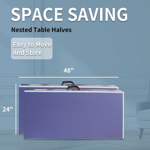 Juego de mesa de tenis de mesa plegable portátil de tamaño mediano de 8 pies para juegos de interior y exterior con 2 paletas y 3 pelotas - Product Image 2