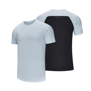 Camiseta Deportiva de Manga Corta para Hombre, de Secado Rápido, Color Sólido, Cuello Redondo, Corte Ajustado, Tejido de Poliéster, Gris y Negro - Product Image 2