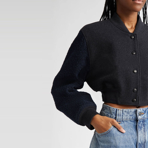 100% Breathable Custom Wool Best Material Made Women's Crop Varsity Jacket Custom Closure Design Crop Women's Varsity Jacket - Product Image 3