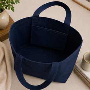Dream Big <b>Work</b> Hard Stay Kind Canvas Tote <b>Bag</b> With Floral Embroidery Navy Blue Minimalist Style Shopping <b>Bag</b> - Product Image 5