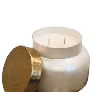 Hot Selling Luxury Pearly White Hammered Metal Lid <b>Jar</b> Candle - Product Image 6