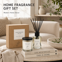 Coffret cadeau de parfums d'ambiance avec bougie parfumée et diffuseur à bâtonnets, boîte cadeau personnalisée en kraft pour Noël, Pâques et la Saint-Valentin
