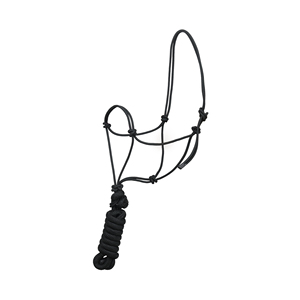 Black 4 Knot Stiff Polyester Horse Training Rope <b>Halter</b> with 10Feet Matching Lead Rope Adjustable Durable OEM Bulk - Product Image 6
