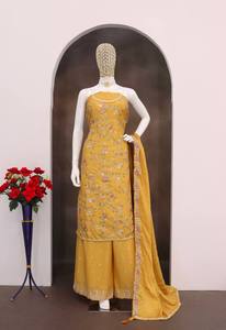 Nuevo Traje Salwar Kameez de Manga Larga con Semibordado para Otoño/Invierno, Estilo Indio-Pakistaní, Tela de Secado Rápido, Traje Casual Holgado de Dos Piezas - Product Image 4