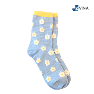 JZVINA Floral Crew <b>Socks</b> <b>Women</b> Cotton Spandex Breathable Knitted Spring Daily Wear <b>Socks</b> - Product Image 4