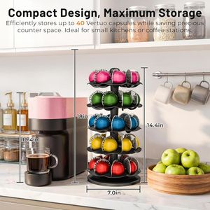Organizador Giratorio Negro para 40 Cápsulas de Café Nespresso Vertuoline, Compatible con Máquinas Nespresso Vertuoline - Product Image 2