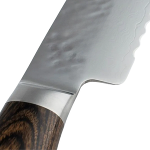Cuchillo para pan de 9 pulgadas con hoja dentada de acero inoxidable martillado y mango de madera, cortador profesional de cocina para pan, pasteles y repostería - Product Image 3