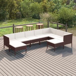 Ensemble de salon de jardin marron et blanc crème - Product Image 1