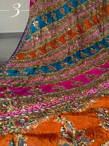 Handmade Ethnic Mirror Work Solid Premium Silk Long Bohemian <b>Shawls</b> for Women-Designer Party & <b>Wedding</b> Wear - Product Image 5