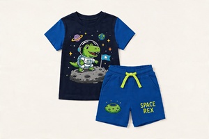 Vêtements d'été décontractés pour enfants, t-shirt et short en coton, respirants, légers, confortables, taille personnalisée - Product Image 2