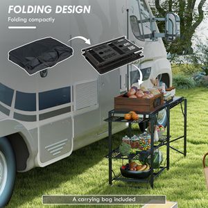 Soporte de Lámpara Ajustable, Cocina Plegable para Campamento con Estación de Cocina, Mesa de Camping Práctica - Product Image 3