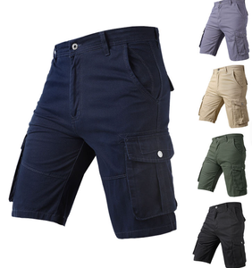 Shorts cargo pour hommes, couleur unie, taille mi-haute, fermeture boutonnée, en toile de coton, style décontracté, avec plusieurs poches, respirant - Product Image 5