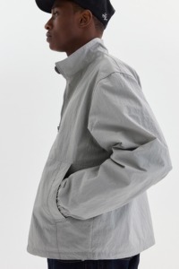 Men's Gray Windproof <b>Racer</b> <b>Jacket</b> With Zipper Closure Casual Style Polyester Material Autumn Wear - Product Image 2