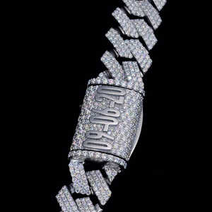 Certificat Hip Hop IGI 14mm chaîne cubaine collier D VVS Moissanite 925 argent serrure personnalisée chaîne à maillons cubains pour femmes hommes - Product Image 2