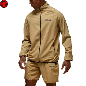 Conjunto de Pantalones Cortos de Nylon Personalizados para Hombre, Estilo Urbano de Verano, Traje Deportivo Bordado con Patrón Sólido, Conjunto de Pantalones Cortos Cortavientos - Product Image 4