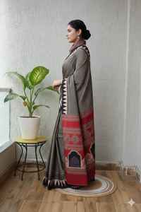 Sari de Seda Modal Premium con Diseño Tradicional Estampado, Prenda Étnica Suave - Product Image 2