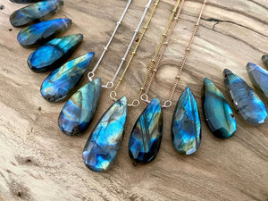 Collier pendentif goutte d'eau en labradorite naturelle, bijoux en cristal de guérison, prix de gros - Product Image 3