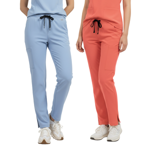 Conjunto de Uniforme Médico para Mujer, Top con Cuello en V y Pantalones Jogger Cargo con Múltiples Bolsillos Utilitarios para Uso Clínico, Fabricante de Ropa - Product Image 1