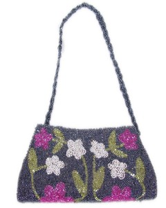 Bolso de Mano de Satén con Cuentas Florales y Correa para el Hombro, Accesorio Elegante Hecho a Mano para Fiestas por Lowellcraft.com - Product Image 2