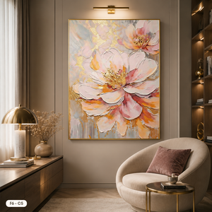 HALO Original – impression d'art sur toile florale moderne, peinture murale de fleurs peinte à la main, peinture encadrée, décoration de la maison F6-C5 - Product Image 4