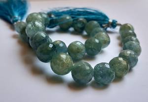 Cuentas redondas facetadas de aguamarina natural AAA de 9-9.5 mm, cuentas de piedras preciosas de aguamarina de 9.5 pulgadas, cuentas de aguamarina azul para joyería - Product Image 5